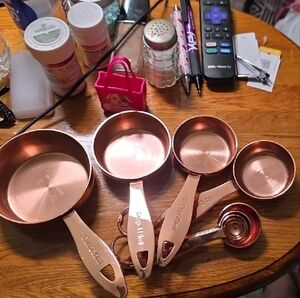 Crate&Barrel Cooper Heavy Measuring Cups Ans Spoons Set 8